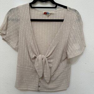 Free People FP Beach Plunge Neckline Cropped Sweater | Size Medium